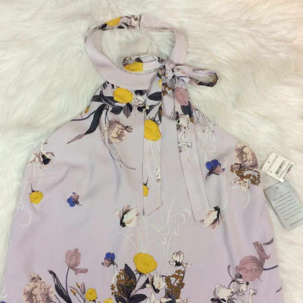 NEW Chelsea 28 Lavendar Purple Floral Halter Dress - Picture 3 of 8